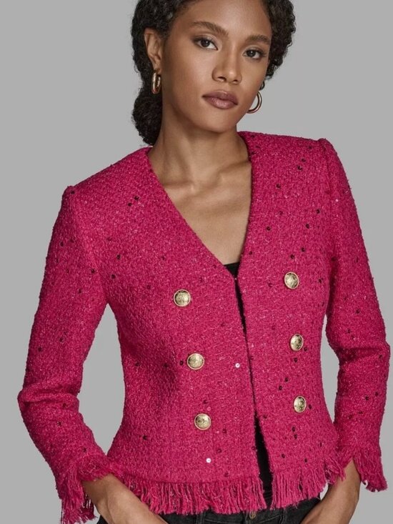 BCBG Jackets & Blazers - NWT ZARA FUSCHIA FRINGE TWEED JACKET 4